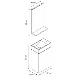Комплект Мебели Mini Without Leg 37 См, Зеркало 37*60/Мойка35*47 Sonoma Oak