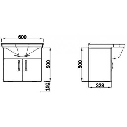 КОМПЛЕКТ МЕБЕЛИ SQUARE (РАКОВИНА /СТОЛЕШНИЦА) 53СМ WALNUT