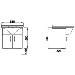 КОМПЛЕКТ МЕБЕЛИ SQUARE (РАКОВИНА /СТОЛЕШНИЦА) 53СМ SONOMO OAK