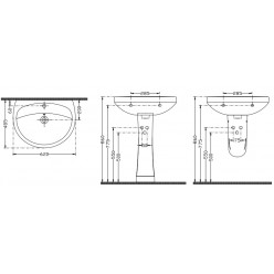 Раковина 2310 (Белая) Simena 50*60/Пъедестал 1220 (Ножка Керам)