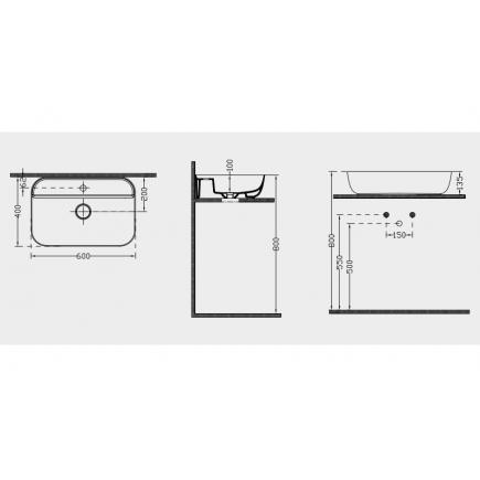 РАКОВИНА 5850 (БЕЛАЯ) NEXUS 60*40