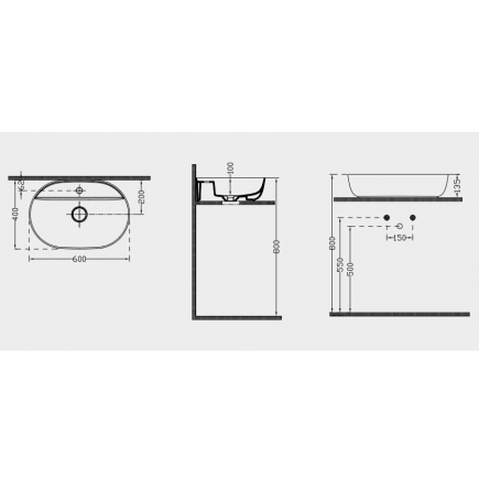 РАКОВИНА 5840 (БЕЛАЯ) DREAM 60*40