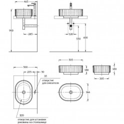 РАКОВИНА ARTBASIN VENTO НАКЛАДНАЯ ЧЕРНАЯ МАТОВАЯ 50 VE.wb.50\BLK.M